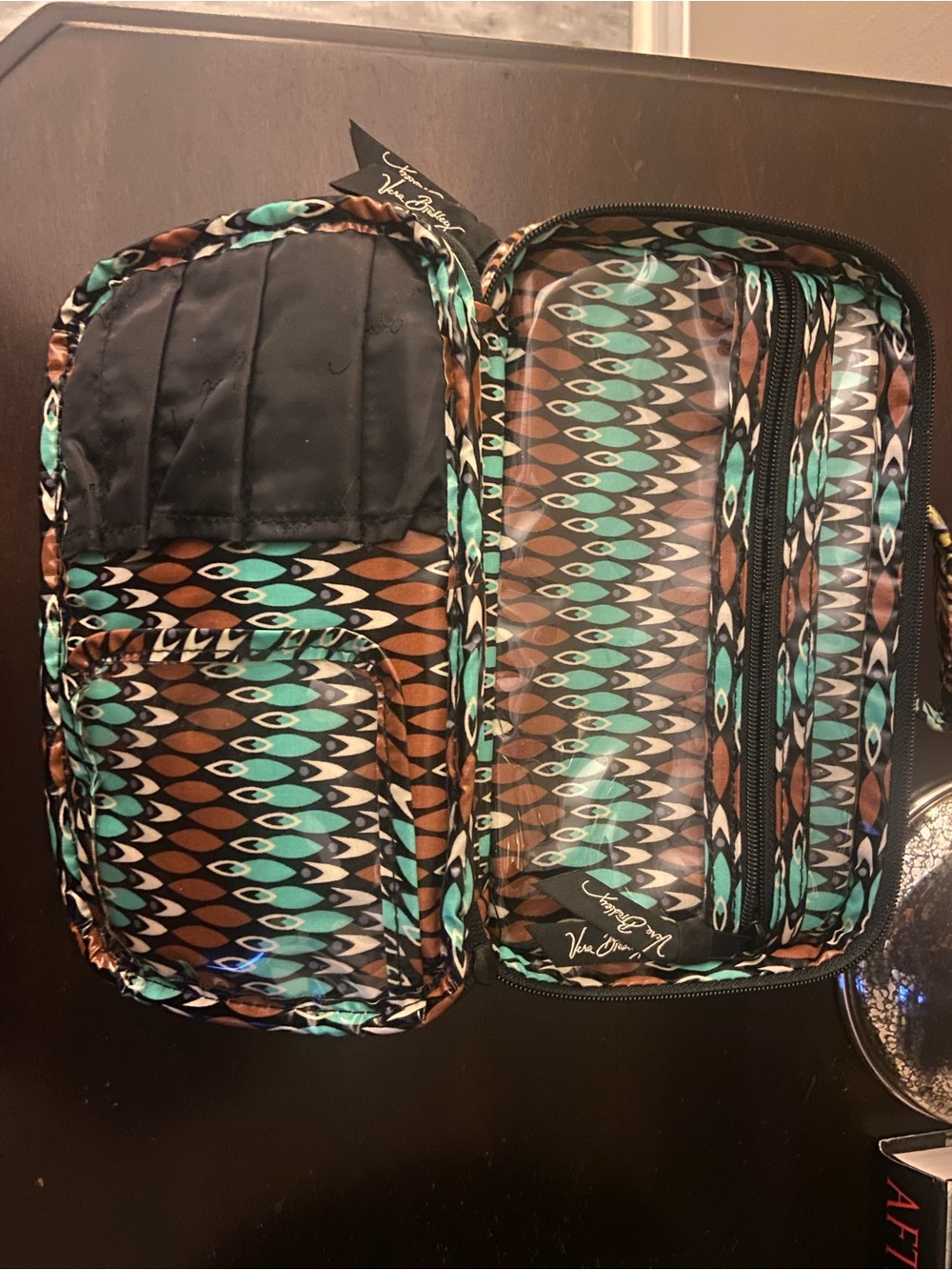 Vera Bradley Black Multi Floral Paisley Quilted Cosmetic Pouch retired "Sierra" - Picture 7 of 8